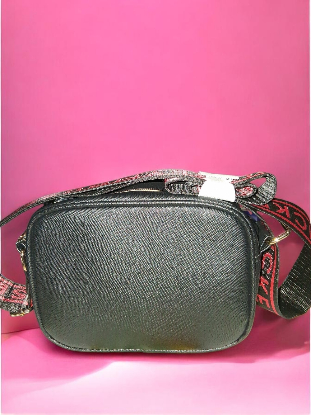 Disney Mickey Mouse Black Crossbody Bag with Red Logo Strap - Picture 2 of 5